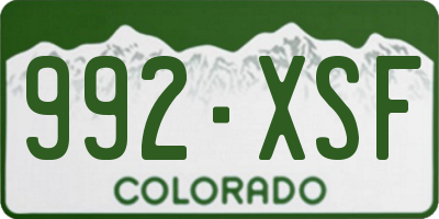 CO license plate 992XSF