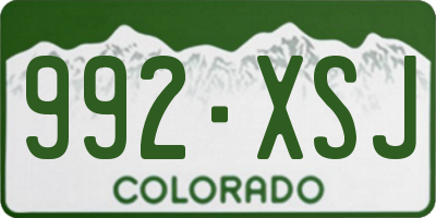 CO license plate 992XSJ