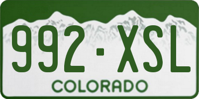 CO license plate 992XSL