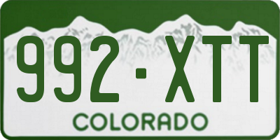 CO license plate 992XTT