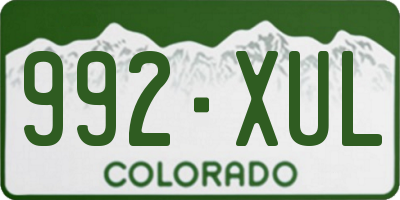 CO license plate 992XUL