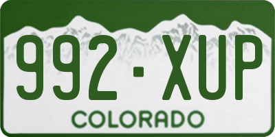 CO license plate 992XUP