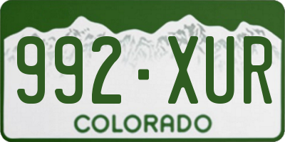 CO license plate 992XUR