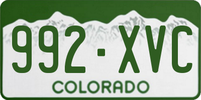 CO license plate 992XVC