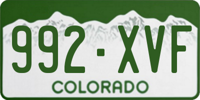 CO license plate 992XVF