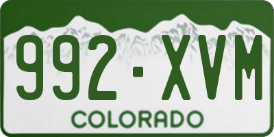 CO license plate 992XVM