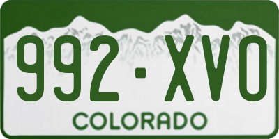 CO license plate 992XVO