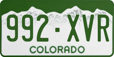 CO license plate 992XVR