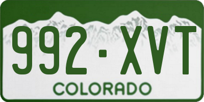 CO license plate 992XVT