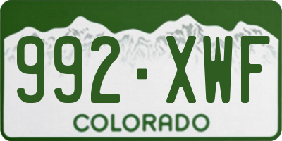 CO license plate 992XWF