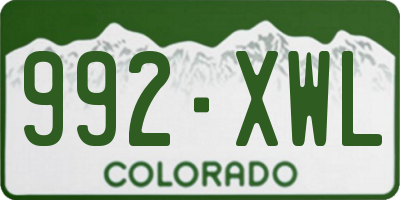 CO license plate 992XWL