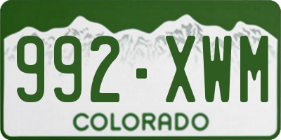 CO license plate 992XWM