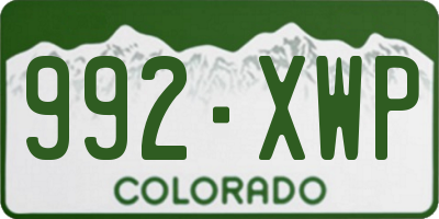 CO license plate 992XWP