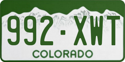 CO license plate 992XWT