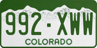 CO license plate 992XWW