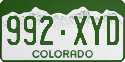 CO license plate 992XYD