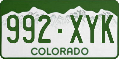CO license plate 992XYK