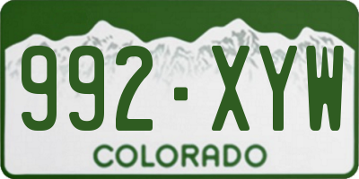CO license plate 992XYW