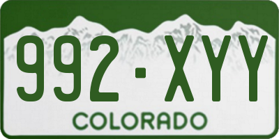 CO license plate 992XYY