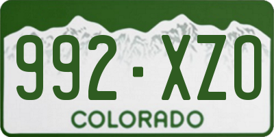 CO license plate 992XZO