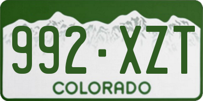 CO license plate 992XZT