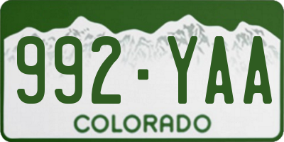 CO license plate 992YAA