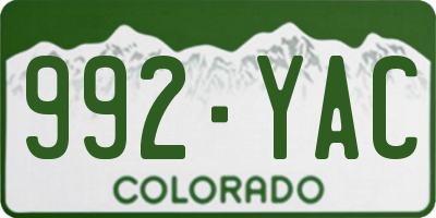 CO license plate 992YAC