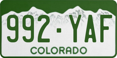 CO license plate 992YAF