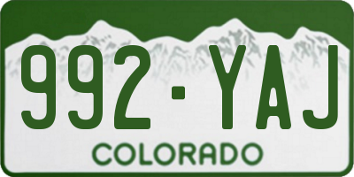 CO license plate 992YAJ