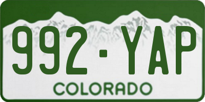 CO license plate 992YAP