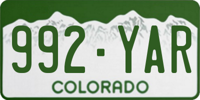 CO license plate 992YAR
