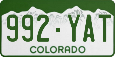 CO license plate 992YAT