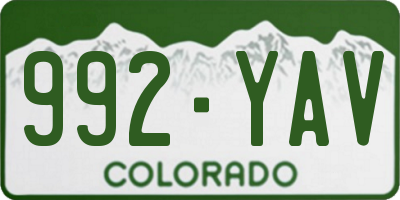 CO license plate 992YAV