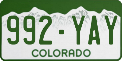 CO license plate 992YAY