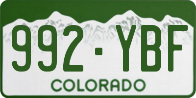 CO license plate 992YBF