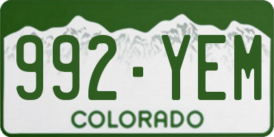 CO license plate 992YEM
