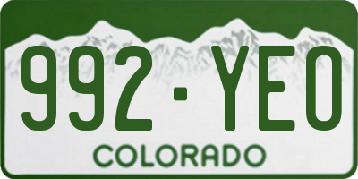 CO license plate 992YEO