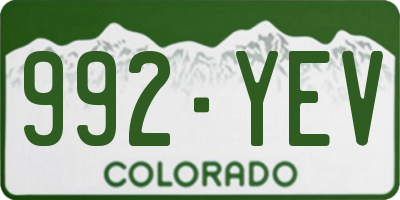CO license plate 992YEV