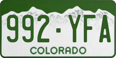 CO license plate 992YFA