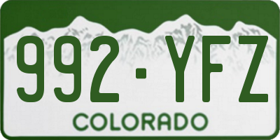 CO license plate 992YFZ