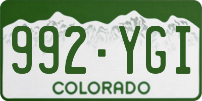 CO license plate 992YGI