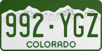 CO license plate 992YGZ