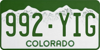 CO license plate 992YIG