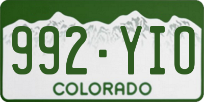 CO license plate 992YIO