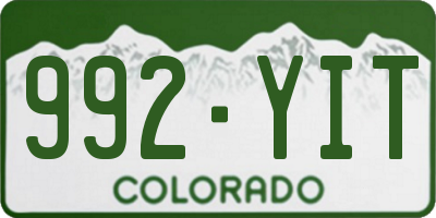 CO license plate 992YIT