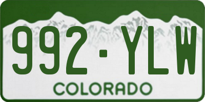 CO license plate 992YLW
