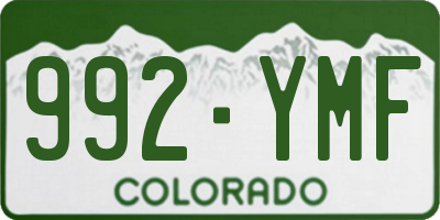 CO license plate 992YMF