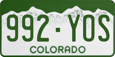 CO license plate 992YOS