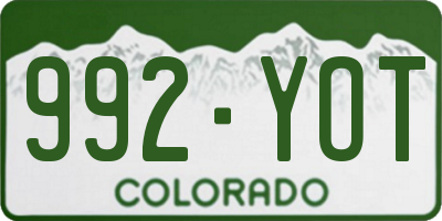 CO license plate 992YOT