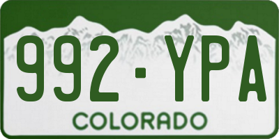 CO license plate 992YPA